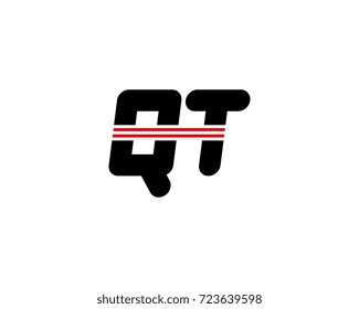 The logo of the initial letter QT, black red line