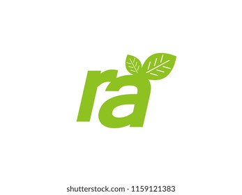logo initial letter ra with leaf
