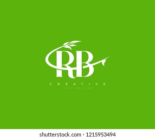 Logo Initial Letter RB Creative Artistic White Swoosh Leaf Logotype