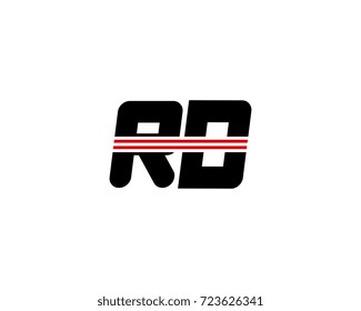 The logo of the initial letter RD, black red line