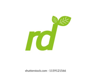 logo initial letter rd with leaf