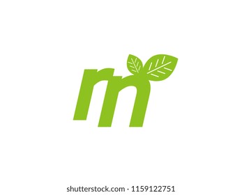 logo initial letter rn with leaf