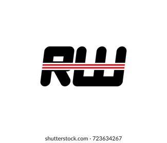 The logo of the initial letter RW, black red line