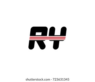 The logo of the initial letter RY, black red line