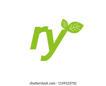 logo initial letter ry with leaf