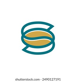 a logo with the initial letter s with coffee beans
