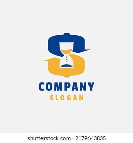 Logo con la letra inicial icono S con espacio negativo en forma de reloj de arena