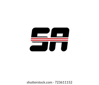 The logo of the initial letter SA, black red line