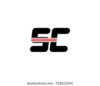 The logo of the initial letter SC, black red line