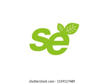 logo initial letter se with leaf