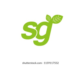 logo initial letter sg with leaf