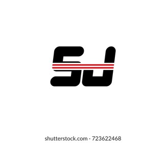 The logo of the initial letter SJ, black red line
