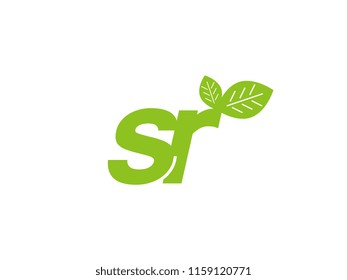 logo initial letter sr with leaf