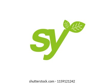 logo initial letter sy with leaf