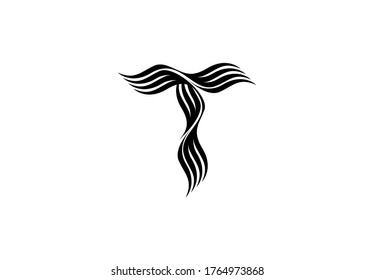 Logo Initial Letter T Abstract Shape Swoosh Style Wing Symbol