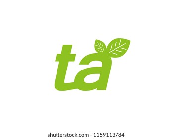 logo initial letter ta with leaf