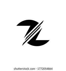 Logo Initial Letter TL, Z with stripes line Minimalist Curve Monogram Typography in black and white color.