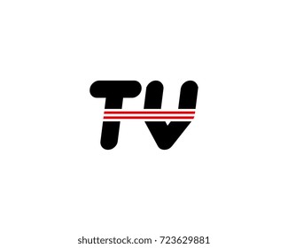The logo of the initial letter TV, black red line