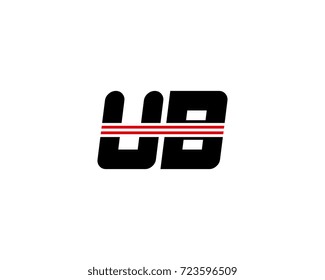 The logo of the initial letter UB, black red line