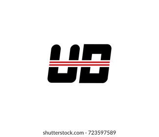 The logo of the initial letter UD, black red line