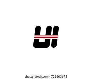 The logo of the initial letter UI, black red line