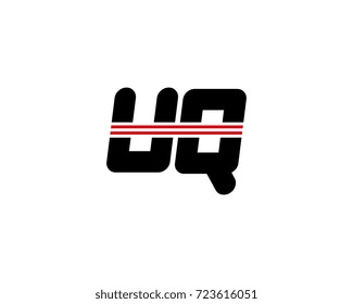 The logo of the initial letter UQ, black red line