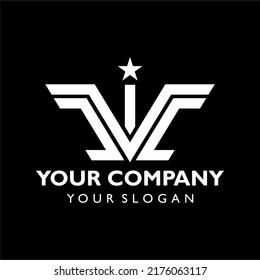 Logo with initial letter VCC with 1 star above