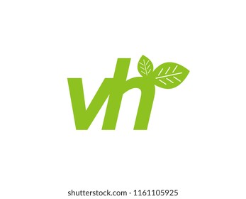 logo initial letter vh with leaf