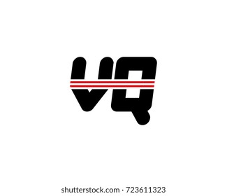 The logo of the initial letter VQ, black red line