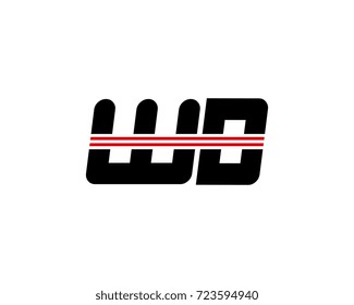 The logo of the initial letter WD, black red line