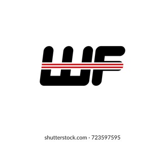 The logo of the initial letter WF, black red line