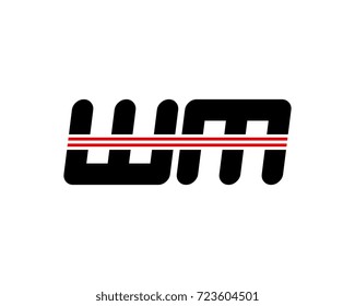 The logo of the initial letter WM, black red line
