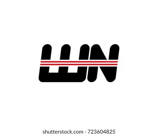 The logo of the initial letter WN, black red line