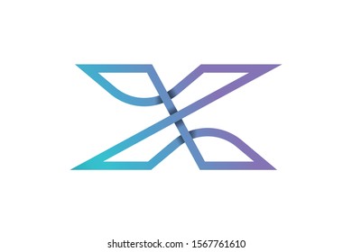 logo initial letter X flat colorful line