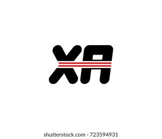 The logo of the initial letter XA, black red line