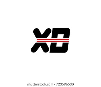 The logo of the initial letter XD, black red line