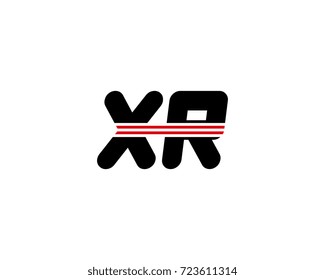 The logo of the initial letter XR, black red line