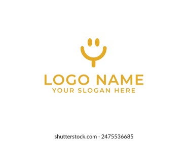 Logo initial letter Y with smile face. Logo modern, simple and minimalist. Editable file