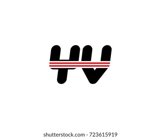 The logo of the initial letter YV, black red line
