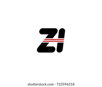 The logo of the initial letter ZI, black red line