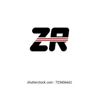 The logo of the initial letter ZR, black red line