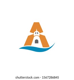 logo initial a  lightouse vector