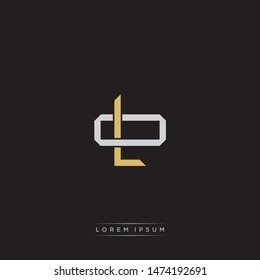 Logo initial LO L O OL monogram letter vintage style gold and grey colors isolated on black background