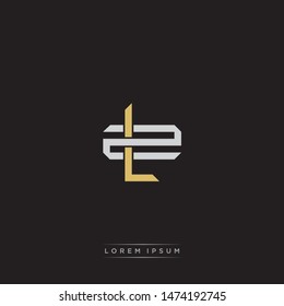 Logo initial LZ L Z ZL monogram letter vintage style gold and grey colors isolated on black background