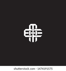 Logo initial ME M E EM monogram locked style with black and white colors