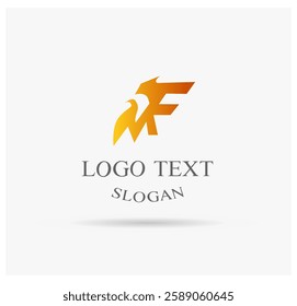 Logo initial MF brown color for bike company, fashion, hardware, eagle shape.