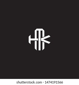 Logo initial MK M K KM monogram locked style with black and white colors