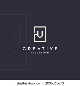 Logo initial monogram letter "U" with frame