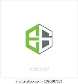 EG Logo Initial Monogram Negative Space Design Template With Green and Grey Color - Vector EPS 10