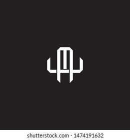 Logo initial MU M U UM monogram locked style with black and white colors